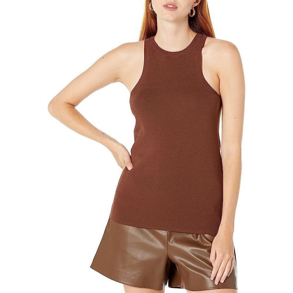 The Drop brown size large top Fitted Cutaway Racer Tank Sweater